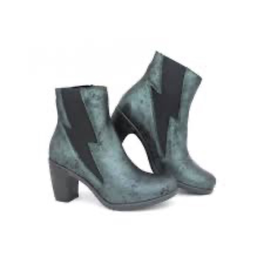 Fly London‎ Black/Metallic Green Women's Ankle Boots Classic Leather Style Sz 41
